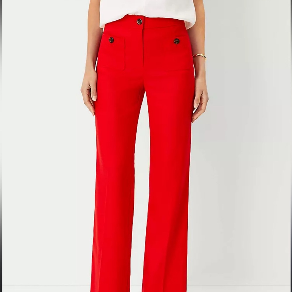 Ann Taylor Red Linen Boot Cut Pants
